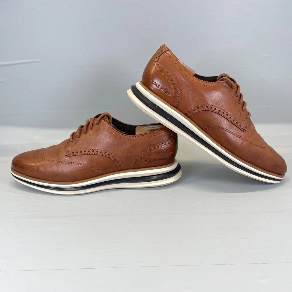 Cole Haan Energy One Wingtip Oxford Shoes Mens Size 8.5 M Brown Leather Lace Up